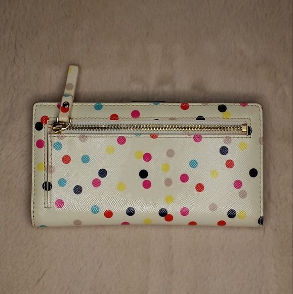 Kate Spade Classic Lacey Confetti Dot Stacey Fun Wallet with Navy Blue Interior - Picture 3 of 4